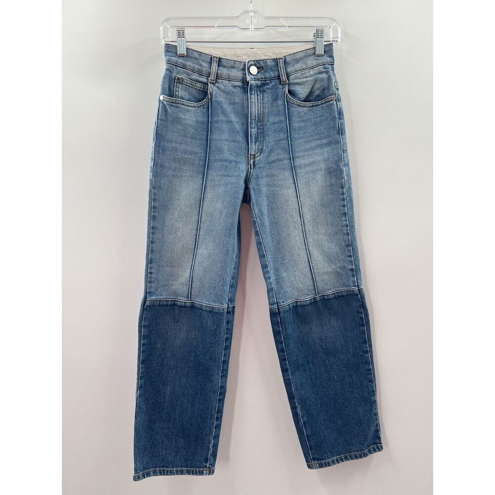 Stella McCartney Women’s Straight Legged Cropped Two Tone Jeans Blue Size 24
